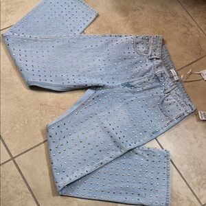 Torn By Ronny Kobo Silver Grommett Jeans . NEW/ Tags